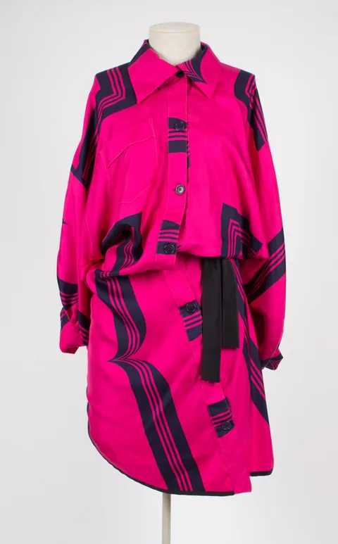 Fuchsia Graphic Shirt Dress