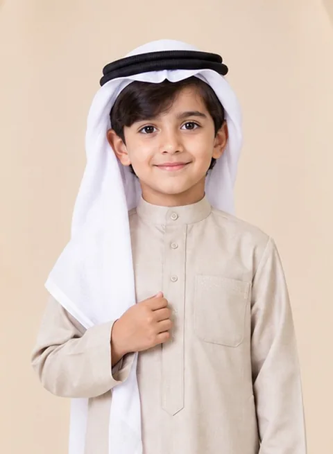 ثوب سعودي تقليدي بيج للأولاد